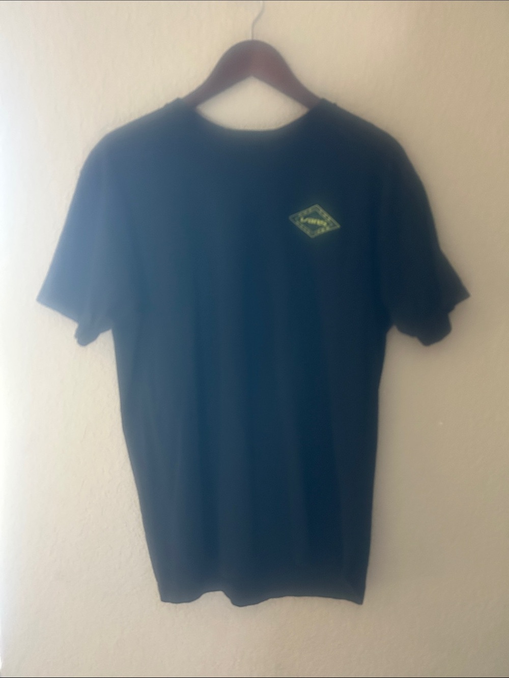 Vans Black Short Sleeve Tee with Lime Chest Logo